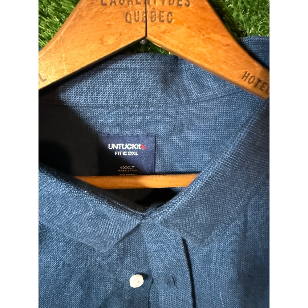 UNTUCKit Fit by DXL Blue Textured Long Sleeve Button Down Shirt Big Tall 4XXLT